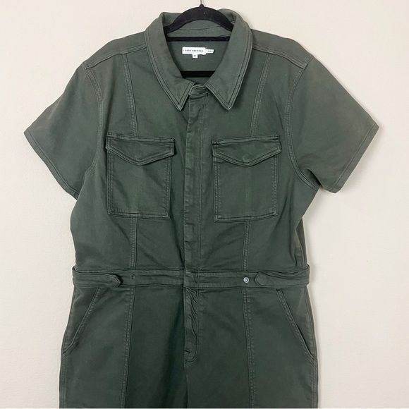 Good American Fit for Success Short Sleeve Forest Green Denim Jumpsuit - Picture 5 of 15